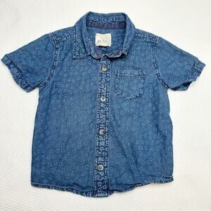 Peek chambray button down floral top blue